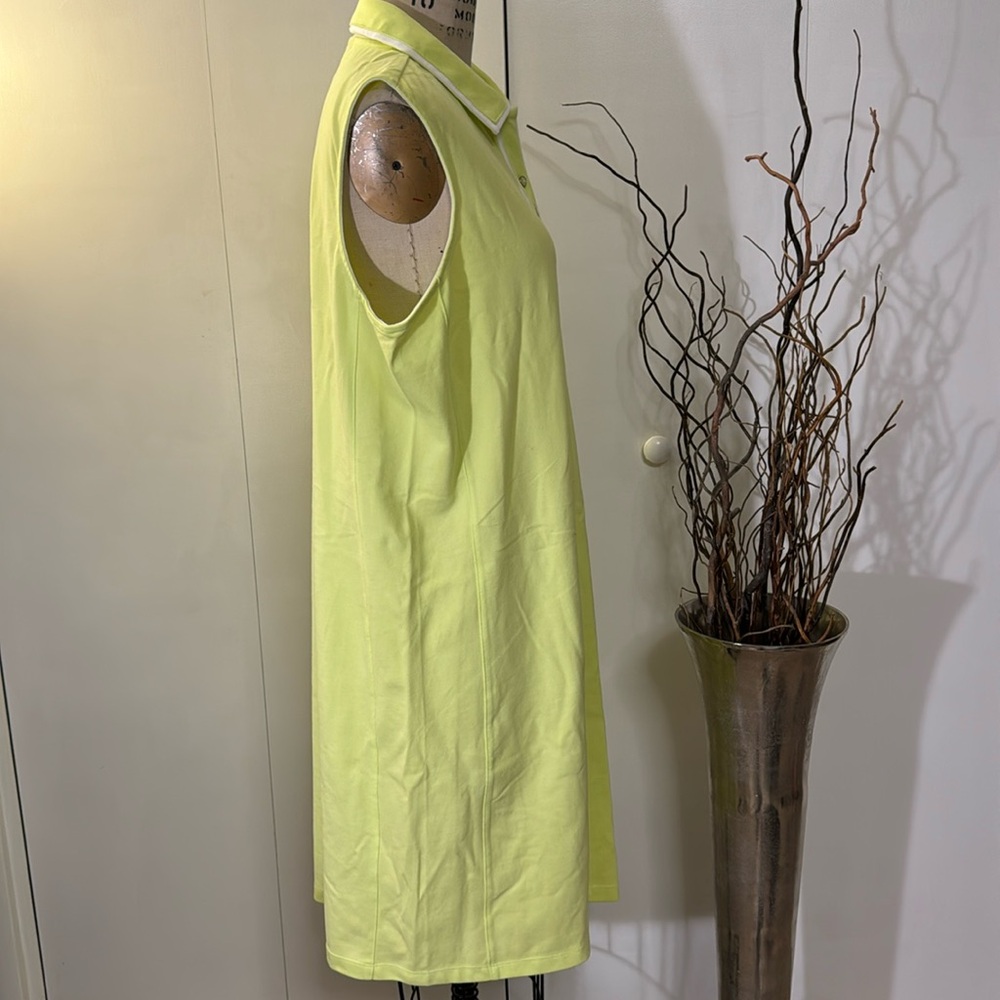 Lands’ End button up sleeveless midi, dress in lime green - Picture 5 of 6